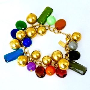KATE SPADE~crystal & bead~CLUSTER BRACELET~GOLD Very Unique!